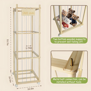 Étagère de rangement pour jouets en bois réglable à quatre niveaux, moderne et écologique, pour la présentation à domicile de jouets en <span class=keywords><strong>peluche</strong></span> pour enfants - Product Image 2