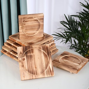 Solid wood casserole tray base, thickened anti-scalding iron plate/wooden <b>board</b> heat insulation <b>mat</b> for barbecue charcoal - Product Image 1