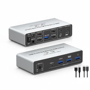 Conmutador <span class=keywords><strong>KVM</strong></span> SYONG 2x2 <span class=keywords><strong>USB</strong></span>-<span class=keywords><strong>C</strong></span> HDMI 4K60Hz con Base para Dos Monitores, Carga PD y Concentrador <span class=keywords><strong>USB</strong></span> 3.0 - Product Image 1