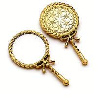 Miroir de poche vintage de luxe doré pour la vente en gros, miroir de maquillage professionnel à une face