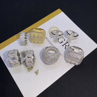 Anneaux cubains en argent 925 avec moissanite, bijoux de style Hop, collection d'anneaux pour hommes, moissanite glacée personnalisée VVS