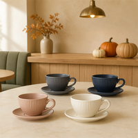 Services à thé et à café texturés SWT : ajoutez une touche raffinée au style café européen pour vos rituels de café d'automne, idéal pour les cuisines élégantes et les cadeaux.