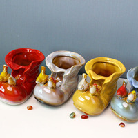 L Moderne En Céramique Émaillée Artisanat Pot De Fleur Petites Bottes En Forme De Chaussure De Bureau Succulent Plantation Vase et Stylo Conteneur