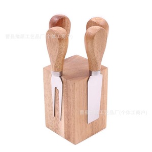 Acacia Wood <b>Cheese</b> <b>Knife</b> <b>Set</b> Stainless Steel With Magnetic Holder Home Use 5 Pieces - Product Image 5