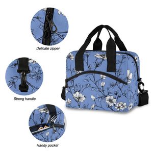 Elegant Floral Lunch Bag for Women - 10L Large Insulated Cooler Tote with Adjustable Strap, Vintage Botanical Print <b>Lunchbox</b> for - Product Image 5