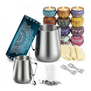 Kits de fabrication de bougies esthétiques avec emballage en pot, récipient blanc haut de gamme avec couvercle, cire de soja personnalisée, aromathérapie, boutique, cadeau de mariage, présentoir - Product Image 1