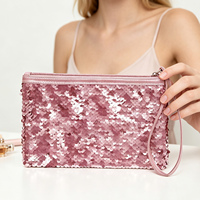 Pochette de toilette élégante à sequins, réversible et scintillante, pour femme, style Y2K, pochette de soirée et rangement de maquillage de voyage, personnalisable