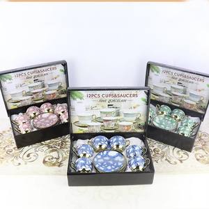 Juego de 12 Tazas de Espresso de Cerámica Estilo Americano Ecológicas, Juego de Tazas y Platos Pequeños de Cerámica para Té, Juego de Regalo - Product Image 1