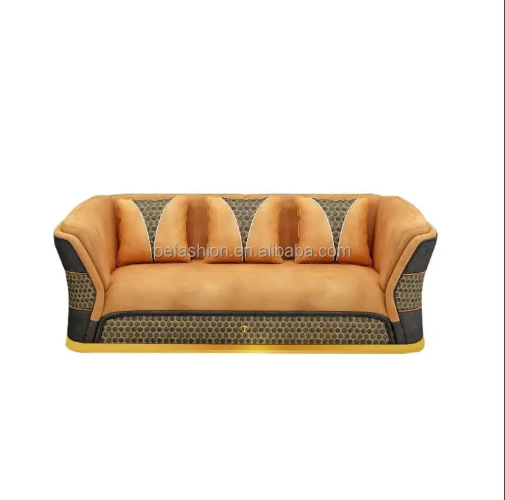 OE-FASHION 2021 latest 5 years warranty top quality luxury style yellow leather modern sofa livingroom sofa