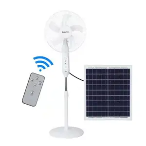 Solar Electric Fan 16Inch Solar Panel Waterproof LED Solar Lighting Charging Long Cab Remote F97