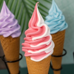 Realistic Music Plastic Ice Cream 26cm Bracket Model Matcha Sweet Mango Soft Serve Machine Display Window <b>Waffle</b> <b>Cone</b> Fake Food - Product Image 3