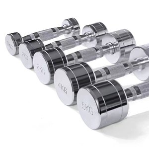 Haltères de musculation à tête ronde 10 kg en acier inoxydable chromé, poids réglable, durables, antidérapants, ensemble - Product Image 5