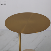 Table d'appoint en travertin au design nordique moderne, table d'appoint populaire, table d'appoint de luxe pour salon avec plateau en acier inoxydable