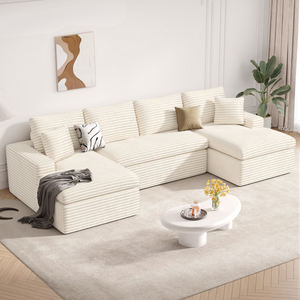 Sofá Seccional Modular Cuadrado de Terciopelo con Asientos Profundos, Empacado al Vacío, Diseño Extra Grande, Incluye Almohadas para Espacios Amplios - Product Image 1