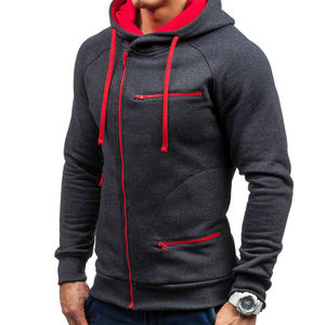 Sweat-shirt de sport en molleton éponge à capuche avec poches pour homme, sweat-shirt à capuche avec fermeture éclair, coupe Slim, veste doublée - Product Image 3