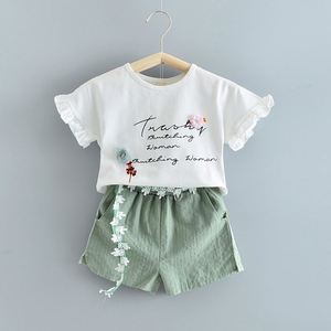 Wholesale Clothing Girl Kids Lace Letters Flowers Shirt Models Custom Baby Pure Color <b>Pants</b> Made in China - Product Image 3