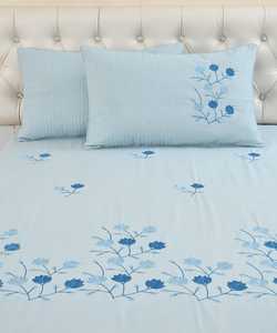Luxury Silvia 3 Piece Embroidery <b>King</b> <b>Size</b> Bedsheet Set 108x108 Inch with 2 Quilted Embroidery Pillow Covers - Product Image 2