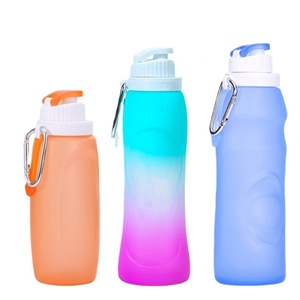 Bouteille d'eau portable populaire pour les sports de plein air et les voyages, bouteille pliable en silicone de qualité alimentaire pour cadeau promotionnel d'entreprise - Product Image 4