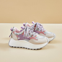 Nouvelles baskets décontractées pour femmes, style sport, à semelle épaisse, rehaussantes, patchwork, pour la marche