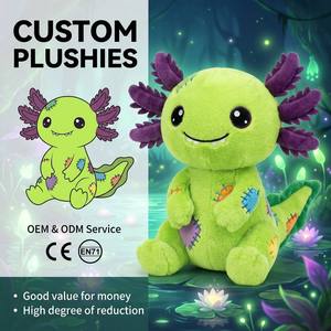 Peluche <span class=keywords><strong>Monstre</strong></span> Axolotl Vert Personnalisée OEM, Vente en Gros, Salamandre Tachetée, Jouet en Peluche <span class=keywords><strong>Horreur</strong></span> pour Halloween et les Fêtes - Product Image 1