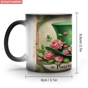 แก้วกาแฟเซรามิกสีดำด้าน 11 ออนซ์ เปลี่ยนสีได้เมื่อโดนความร้อน ลายวันเซนต์แพทริค - Product Image 1