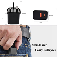 Bloque Cargador USB C de 25W de Doble Puerto Adaptador de Corriente PD Cargador de Pared Tipo C para iPhone 16 15 Pro Max para Samsung S23 S22 iPad Laptop