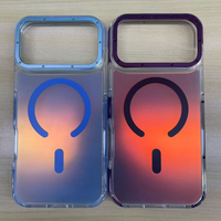 Coque transparente antichoc magnétique en TPU PC à changement de couleur progressif avec support de protection d'objectif pour iPhone 17 16 15 14 13 12 11