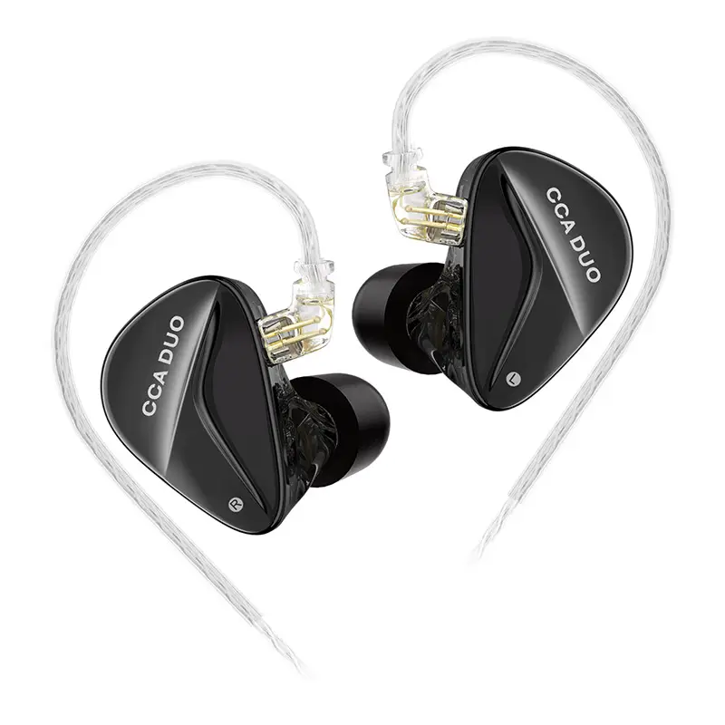 CCA DUO High Performance Dual Dynamic In Ear Metal Headset HiFi Sport Monitor Earbuds Music Bass Game Headphones Wired MIC 3.5MM