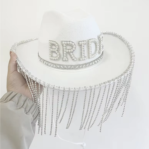 Sombrero de Vaquero de Lujo con Pedrería, para Novia, Despedida de Soltera, Bodas, Sombrero con Diamantes, de Sra. a Sra., Decoración para Fiestas - Product Image 6