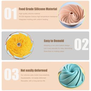 Fluted Round Silicone Baking Molds, Spiral Silicone Pans Non-Stick <b>Cake</b> Pan Mold Baking <b>Cake</b> Mold Silicone <b>Cake</b> <b>Tins</b> - Product Image 5