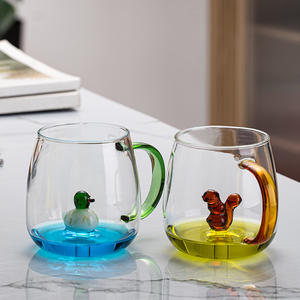 Venta al por mayor de fábrica: tazas de vidrio de borosilicato de 400ml con diseño animal 3D para bebidas, café, té Matcha, taza de vidrio - Product Image 4