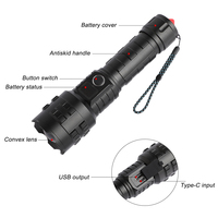 Batterie Rechargeable, 5000 Lumens, haute puissance, affichage de puissance réglable, auto-défense, torche LED étanche pour cas d'urgence