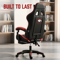 Chaise de bureau ergonomique moderne rose avec massage, repose-pieds inclinable, design confortable en cuir PU, réglable en hauteur pour le gaming