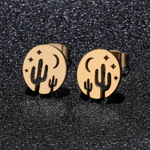 Pendientes de Plata de Ley 316L con Baño de Oro de 14k y 18k, Diseño de Cactus, Joyería de Lujo de Alta Calidad para <span class=keywords><strong>Mujer</strong></span> - Product Image 5
