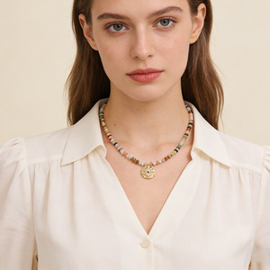 Natural Stone Eye Pendant Necklace With Gold Plated Charm For Everyday Wear Unisex Jewelry - Product Image 2