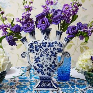 Vase en céramique bleu et blanc de <span class=keywords><strong>Delft</strong></span> avec tulipe et ange - Product Image 5