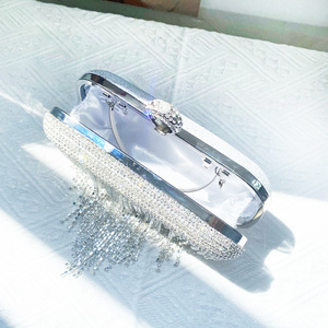 Hot Selling Beaded Clutch Bag With Ring Handle Sparkling Evening Party Purse Crystal Diamond Crossbody Handbag shiny handbags - Product Image 4