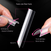 Vente en gros Style français doux Gel cercueil carré Stiletto XL demi-couverture naturel faux ongles pour doigt X ongles conseils