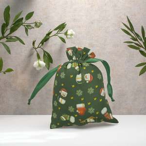 ถุงผ้าฝ้ายออร์แกนิคสำหรับคริสต์มาส ราคาโรงงาน เป็นมิตรกับสิ่งแวดล้อม รีไซเคิลได้ พิมพ์ลายการ์ตูน พร้อมโลโก้ สำหรับใส่ของชำร่วยในงานปาร์ตี้ ช้อปปิ้ง - Product Image 1