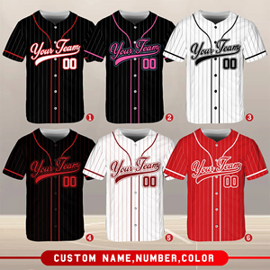 Personalized Baseball Jersey With Team Name and Number Pinstripe Color Softball Fan Support Event Activewear Shirt - Product Image 2