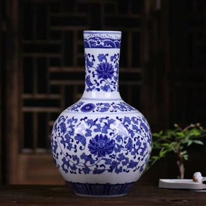 แจกันเซรามิก Jingdezhen สีฟ้าโบราณกรอบจีนที่ทันส<span class=keywords><strong>ม</strong></span>ัยตัดดอกบัวโต๊ะสำหรับตกแต่งห้องนั่งเล่น - Product Image 5
