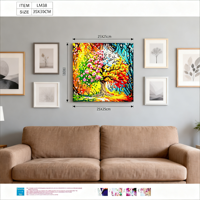 Kit de Peinture Diamant Abstrait Encadré Arbre des Quatre Saisons, Impressions Artistiques Complètes en Cristal pour Adultes
