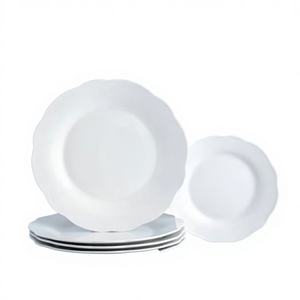 Assiette en porcelaine fine à bordure en dentelle florale - Vaisselle de luxe écologique, compatible micro-ondes et lave-vaisselle, vente en gros, MOQ 240 pièces - Product Image 1