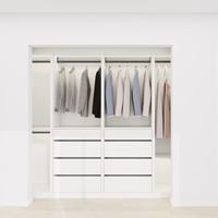 Système de placard modulaire personnalisé Balom Elegant White avec tiroirs, armoire en bois moderne avec éclairage LED, prêt à assembler