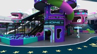 Équipement de complexe de divertissement moderne multi-zones de 5000 m² pour centre commercial, incluant arcade, bowling, trampoline, toboggan et mur d'escalade, pour grand projet saoudien