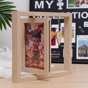 Ensemble de cadres <span class=keywords><strong>photo</strong></span> rotatifs en bois rétro en forme de cœur, écologiques et créatifs, deux pièces, à assembler soi-même, pour utilisation sur table - Product Image 2