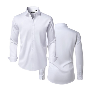Chemises d'affaires en coton personnalisées pour hommes, <span class=keywords><strong>chemise</strong></span> habillée <span class=keywords><strong>blanche</strong></span> respirante pour hommes avec poignets - Product Image 1