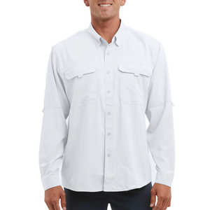 Créez votre propre chemise de pêche boutonnée en bambou, à dos ouvert, en tissu ripstop, avec imprimé graphique de poisson. - Product Image 2