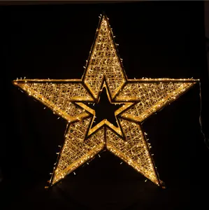 3D kommerzielles Motiv Licht dekoration Großer großer beleuchteter Weihnachts stern im Freien für Weihnachten
