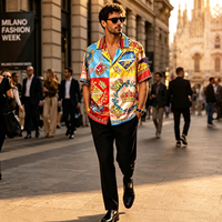 Ensemble de Loungewear 2 Pièces en Soie Satinée pour Homme 2026, Motif Fleur de Cachemire, Chemise et Short Assortis de Luxe, Tissé Décontracté d'Été, Vente en Gros Personnalisée